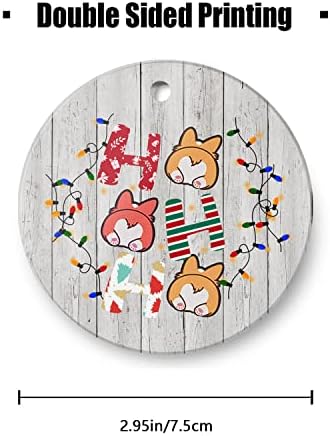 CZHEZEE Хо-Хо-Хо Сладък Corgi - Коледна украса - Празнични керамични подарък за спомен 3,5 Фарфорово-Керамичен диск с плосък