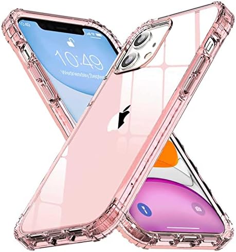 Калъф KEVKEEK за iPhone 12 / Калъф за iPhone 12 Pro за жени, Розов Прозрачен калъф за iPhone 12 Pro, [Защита от пожълтяване] [Защита
