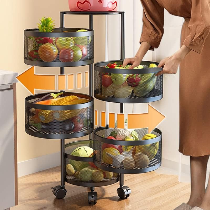 BHVXW Многослоен Кухненски рафтове за съхранение на Въртящата се Кошница за зеленчуци и плодове, рафтове за съхранение в кухнята и Банята (Цвят: E, размер: 60 см. * 30 см)
