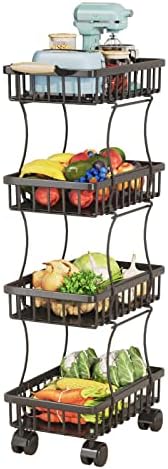 4-Степенна Кошница за плодове и зеленчуци Wisdom Star за Кухня, Кошница За съхранение на плодове и Зеленчуци, Кошница за зеленчуци, Метална Кошница За Съхранение, Органай
