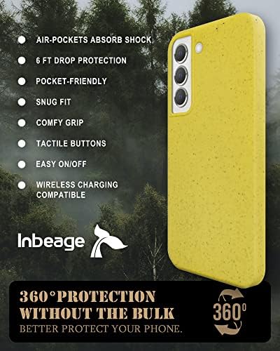 Биоразлагаемый калъф Inbeage за Samsung Galaxy S22, Биочас, в Екологично чист и компостируемый, Броня от растения, натурална текстура