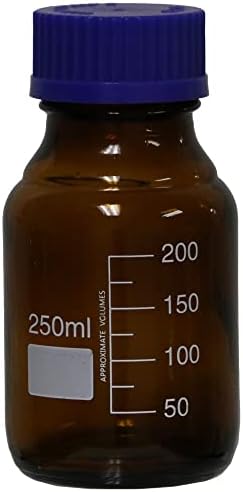 Кръгла бутилка за съхранение на превозвача Karter Scientific 500 мл с ниско съдържание на Актиники, Кехлибарен цвят, Стъклена,