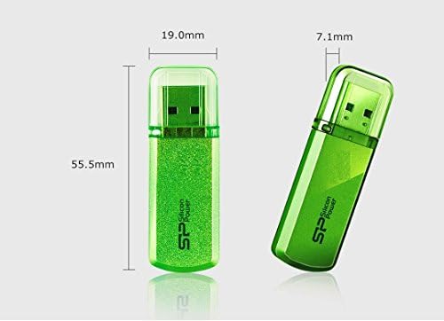USB устройство Silicone Power SP016GBUF2101V1N, 16 GB, USB 2.0, Тип капачки, Алуминиев корпус, Зелен
