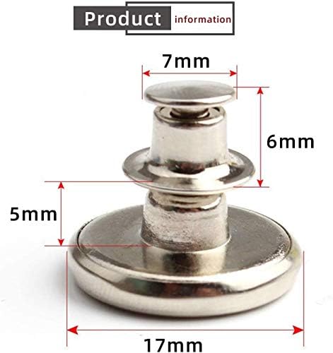 12 Бр Повдигащи копчета с диаметър 17 мм, регулируеми и подвижни метални копчета, без пирони, променят обиколката на талията, веднага