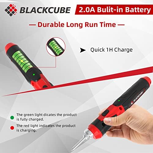 Безжичен поялник BLACKCUBE 4 В, Комплект за спояване с литиево-йонна батерия с бързото изгаряне 2000 mah и топчета за спойка, led Прожектор