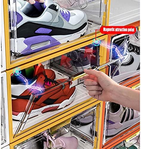 Прозрачна Кутия за обувки GFYWZZ, Штабелируемый Пластмасов Контейнер за маратонки, Страничната Открит Органайзер за обувки