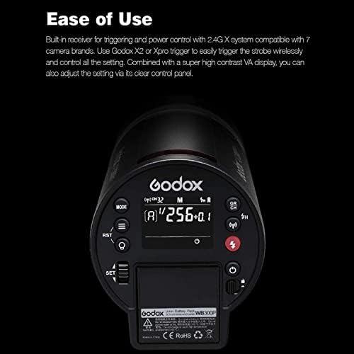 Светкавица GODOX AD300 Pro AD300Pro Godox за Canon, Sony, Nikon, Fujifilm Olympus, Panasonic, 320 положителни резултати на пълна мощност, време рециклиране на 0,01-1,5 + Софтбокс Godox 80x80 см/32x32 + 2,8 М, сверхпро