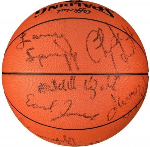 1984-85 Отбор Шампиони на НБА Лос Анджелис Лейкърс Подписа Реколта Баскетболни PSA DNA COA - Баскетболни Топки с автографи