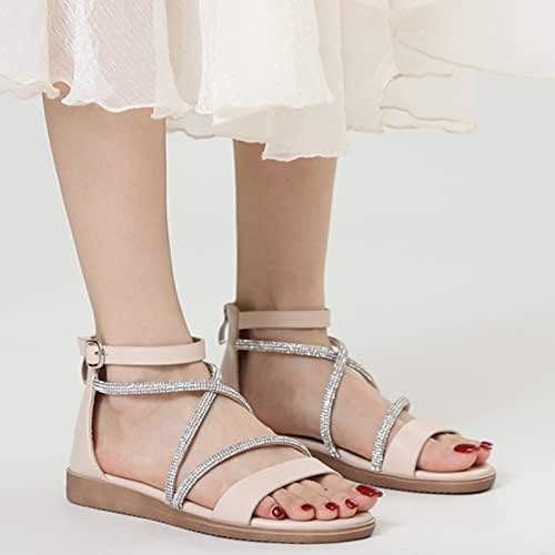 Дамски сандали на платформа USYFAKGH, дамски модни ежедневни сандали на равна подметка с голям размер в бохемски стил с метална катарама