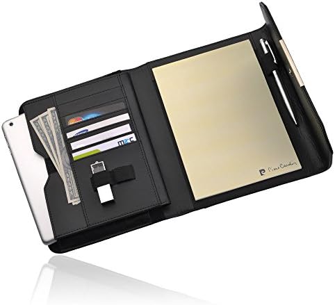 Pierre Cardin Кожен Калъф за писане А5 от Естествена кожа с Бележник за писане на Калъф За документи Папка за файлове Таблети до 8-Инчов iPad Pro Small Air Galaxy Tabs Кожена Бизнес папк