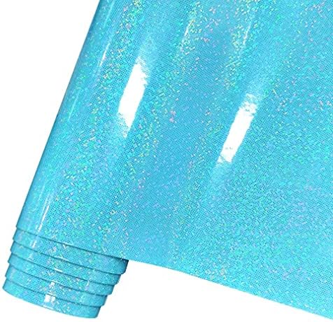 HYANG Голографическое огледало Тънък лазерен светкавица Crystal Blue Изкуствена кожа PU 1 ролка 12 X 53 (30 cm x 135 см),