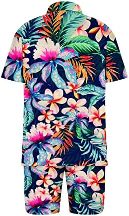 Мъжка Риза от 2 теми, Хавайски Комплект, Обикновена Риза с Къс Ръкав и Копчета, Костюми, Ежедневни Плажната Тениска, къси Панталони,