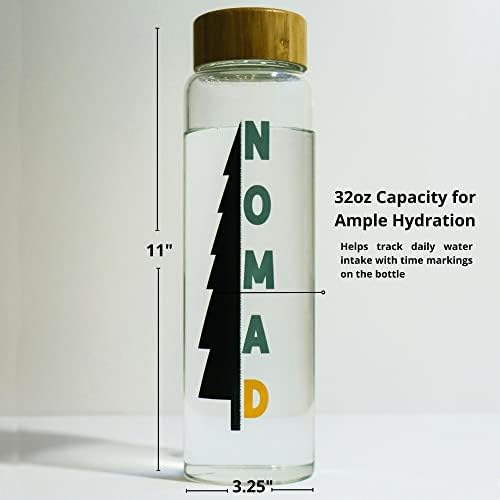Бутилка за Вода От Borosilicate Стъкло Nomad 32 грама Отгоре От Естествен Бамбук, Широка Дупка За Устата, Не Съдържа BPA