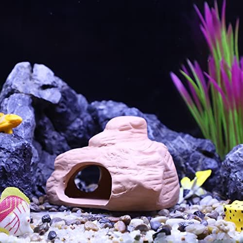 Украса за вашия аквариум VOCOSTE Hideaway Rock Пещера, Керамичен Камък за декорация на аквариум с рибки, за отглеждане на водни животни, за игри и отдих, Светло кафяви, 4,57x3,90x2,9