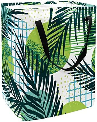 Сгъваема Кошница за дрехи с Тропически Принтом Зелени Листа на Палмите, 60Л Водоустойчив Кошници за Бельо, Кошница за Пране на Дрехи, Играчки