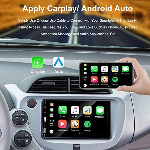 Автомобилна стерео NITOYO Double Din, Съвместима с Гласов контрол Apple Carplay Android Auto Mirror Линк, 7-Инчов HD LCD сензорен екран с Bluetooth камера гръб, MP5 плейър, A/V Вход, USB-Порт SWC