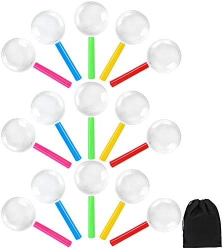 Elcoho 30 Опаковки Пластмасови Увеличительных Стъкла, Цветни Увеличително Стъкло, Сувенири за Партита с Чанта за съхранение, 5 Цвята