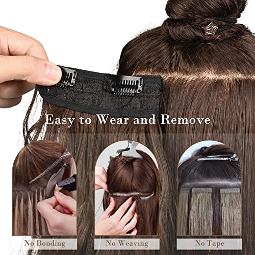 Косата REECHO, 4 бр., Щипки за Удължаване на Косата, Естествени Меки Синтетични изкуствена коса за жени (20 инча-200 грама (опаковка от