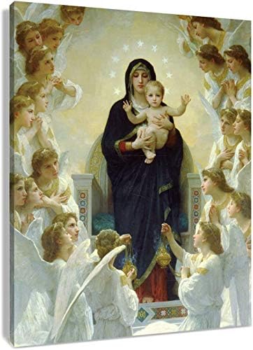 LB Дева Мария Платно в Рамка с Конзола за Изкуството на Исус Христос на Небето Ангел Рай Живопис Печат върху Платно Християнска