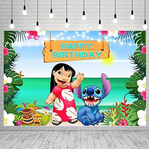 Годишният Хавайски Фон за Парти по случай рождения Ден, на Лило и Стич, Банер за Вечерни Украса, Тропически Фон за Снимки на детската