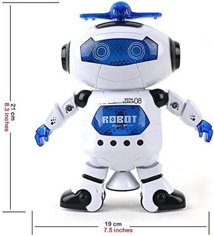 Музикалното Ходячая Танцуваща Играчка-Робот за деца, Мигащи Светлини, Въртящи се в тялото на 360 ° е Забавна Играчка Фигурка