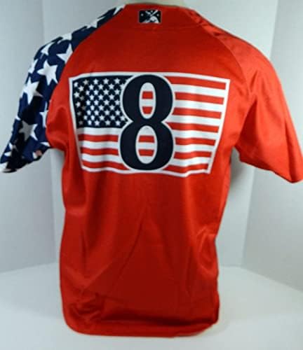 Clearwater Threshers #8 Използвана в играта Червена риза на САЩ 4 юли, 48 DP13544 - Използваните в играта тениски MLB
