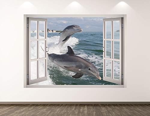 Западните Планински Делфините Стикер За Стена, Арт Декор на 3D Прозореца Океана на Стикера С Животни Стенопис Детска Стая Подарък