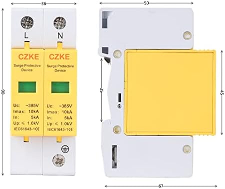 Устройство за защита от пренапрежение 2P AC SPD 385V Домашен мрежов филтър Защитно устройство за освобождаване на ниско напрежение (Цвят: 2P, размер: 5-10 ка)