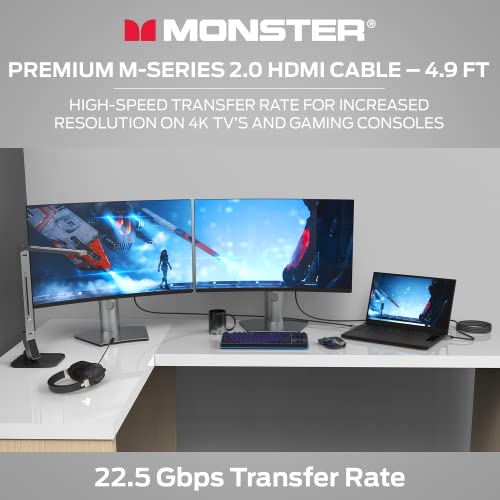 Сертифициран HDMI кабел премиум-клас Monster серия M 2.0 с резолюция от 4K Ultra HD и честота на обновяване от 60 Hz, обвивка Duraflex