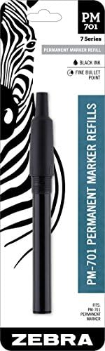 Перманентен Маркер Zebra Pen PM-701 от Неръждаема Стомана за пълнене, най-Тънкия Връх, Черно Мастило, 1 опаковка