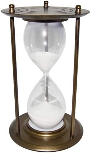 Голям Пясъчен часовник за 10 минути и 30 секунди с корпус от полиран бронз метал и Стъклен часовник с Елегантен дизайн, Пясъчен часовник височина