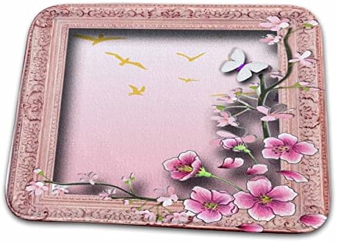 3D Рамка за рози в розови цветове и красиви цветя Дизайнерски Оригинални... - Постелки за баня (rug-150935-1)