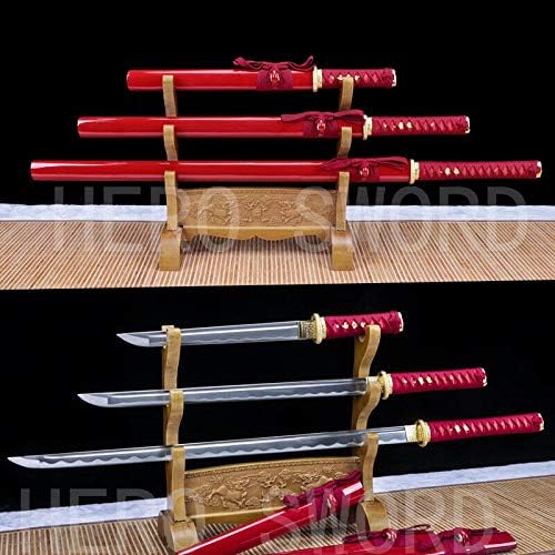 Набор от японски самурайских мечове Ninjato от високо стомана (Катана + ВАКИДЗАСИ + Танто)