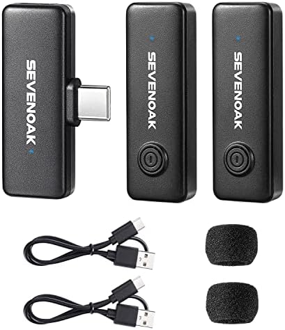Безжична петличный микрофон Sevenoak, безжичен Битумен микрофон USB-C за смартфони Android/Type-C Мини Bluetooth микрофон