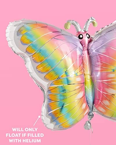 xo, балон от фолио с преливащи се една пеперуда Fetti - 35 см, 1 бр. | Украса за рожден Ден в градината в пастелни цветове, Детски