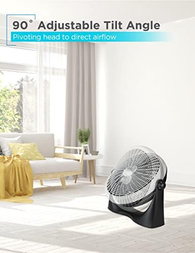 Външен вентилатор BLACK + DECKER за дома, гараж, спалня или офис, Охлаждащ вентилатор за секс с 3 Настройки на вентилатора, Безшумен външен вентилатор с регулируем ъгъл на