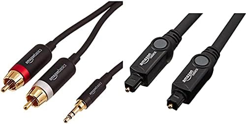 Basics Аудио-стереокабель с вход RCA от 3,5 мм до 2 штекеров - 4 фута и цифров Оптичен аудио-Toslink кабел за звука на панела