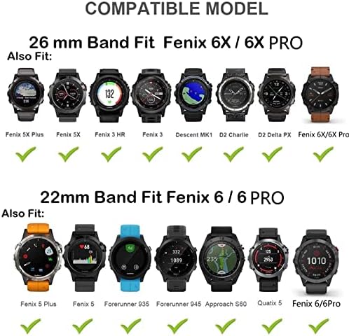 KFAA Силикон 26 мм 22 мм быстросъемный каишка за часовник Garmin Fenix 6 6S 6X Pro 5X5 5Plus 3 HR 935 S60 Watch Каишка за часовник Easyfit (Цвят: за I, Размер: 22 мм Fenix 5 5Plus)