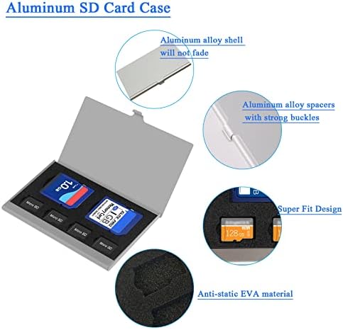 Държач за карти SD, Калъф за карти Micro SD, Ултра-Мини Алуминиев Водоустойчив Калъф за карта с памет, Защитена От Корозия