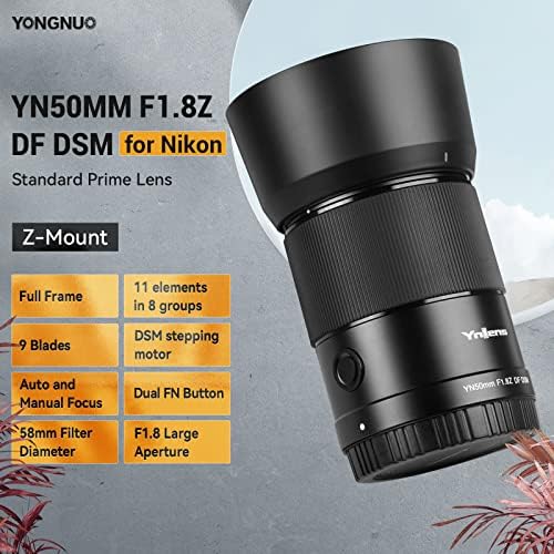 Обектив YONGNUO YN50MM F1.8Z DF DSM, полнокадровая автофокус MF 50 mm, голяма бленда F1.8, Стандартен основен обектив за беззеркальных фотоапарати