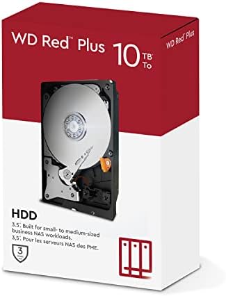 Вътрешен твърд диск WD Red Plus 10TB NAS 3,5 с честота на въртене 7200 об/мин., SATA 6 Gb / s, CMR, 256 MB кеш