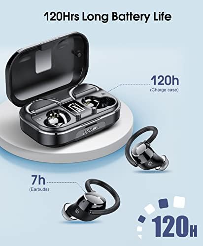 Актуализирани Безжични слушалки VOESUD 2022, Слушалки, Bluetooth 5.3 с микрофон, Безжични Слушалки за работа с водоустойчива ушни куки IP7, Сензорно управление за спорт / работа