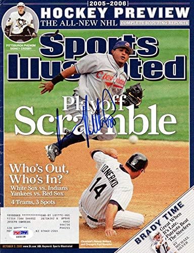 Спортен илюстрован вестник Cleveland Indians с автограф Рони Беллиарда PSA/DNA #X65038 - Списания MLB с автограф