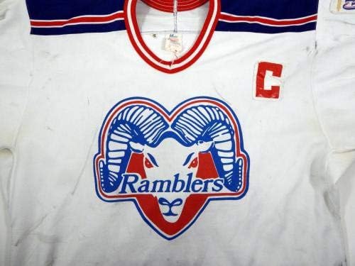 Amherst Рэмблерс 12 Използван в играта Бяла риза C Нашивкой - Използваните В играта тениски НХЛ