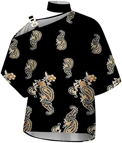 Блуза с едно рамо за жени, Дамски Ризи на Бретелях с ръкав Прилеп, Ежедневните Свободни Блузи, Стилни Тениски С Принтом