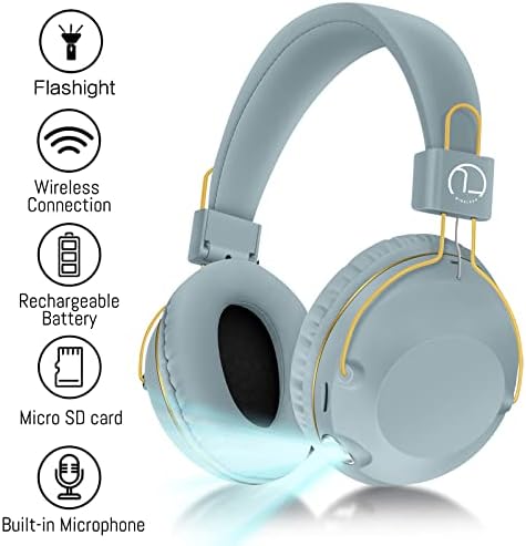 Безжична Bluetooth Слушалка Qonioi, Слушалки, Bluetooth 5.3, Прибиращ Универсална платка за свързване на бас до ухото си, Телескопична конектор за повикване на Линия FM с осветлен