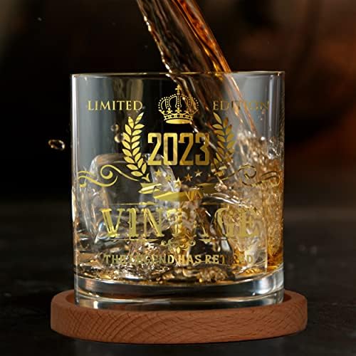 ПОДАРЪК чаша Kies® Gold 2023 за уиски, Подаръци за жени, Подаръци за бърбън за мъже, Украса за щастлив пенсиониране, Реколта
