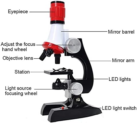 YDXNY Биологичен Микроскоп Лабораторен Led Микроскоп от 100X до 1200X Научен Домашен Училищен Образователен Оптичен Инструмент