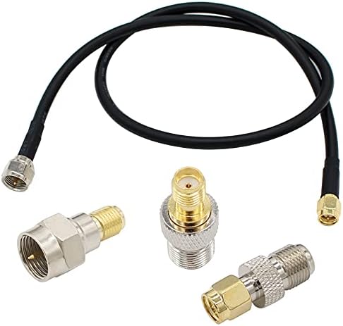 Адаптер SMA-F SMA Plug-F Тип Щепсел 20 инча RG58 Коаксиален кабел за Удължаване + 3шт Штекерный F Конектор тип-SMA