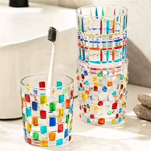 WYKDD 3 Цветни Чаши За Изплакване на устата Домашна Чаша За миене на Зъбите Двойка Стъклени Чаши за четка за зъби